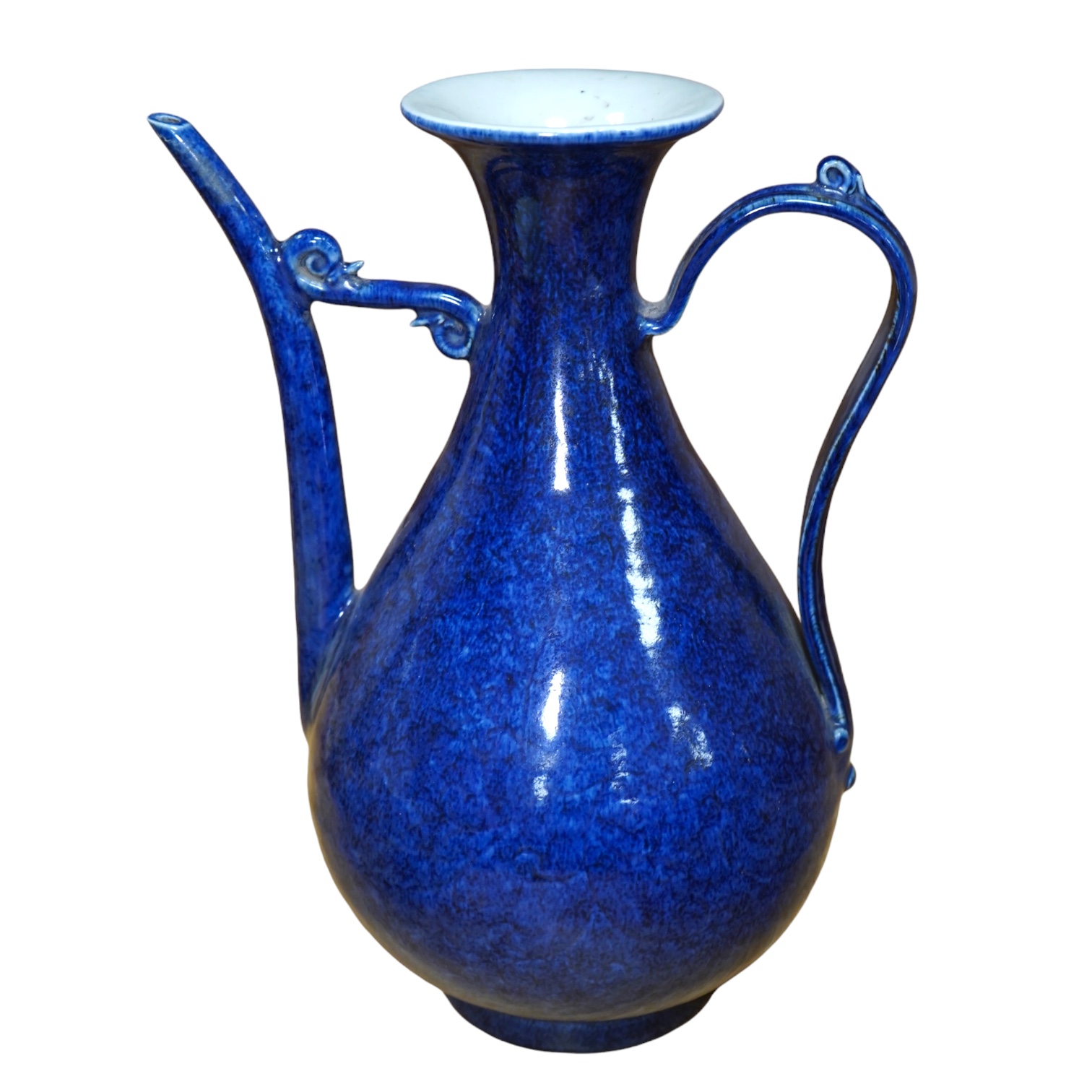 A Chinese porcelain powder blue ewer, 28cm high. Condition - good